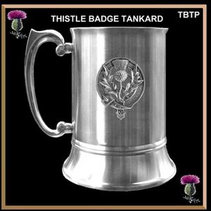 Young Family Crest Polished Pewter 1 Pint Tankard with Scroll handle 