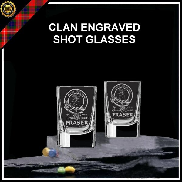 ScottishIrish Shot Glasses with Family Crest