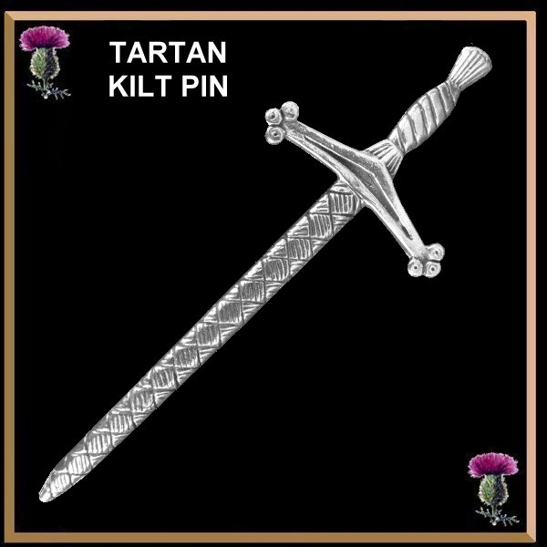 AAR Celtic Swirl Sword Kilt Pin 4" Antique/Chrome Finish/Kilt Pins Shield Design 