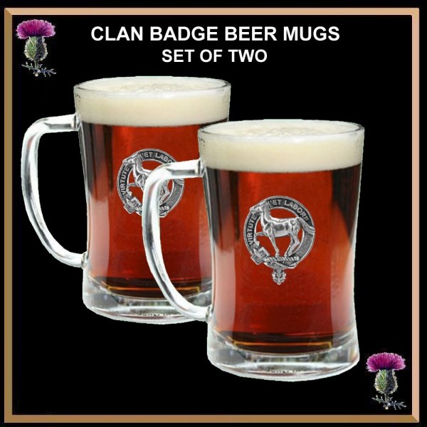 Nicholson Scottish Clan Crest Badge Glass Beer Mug 