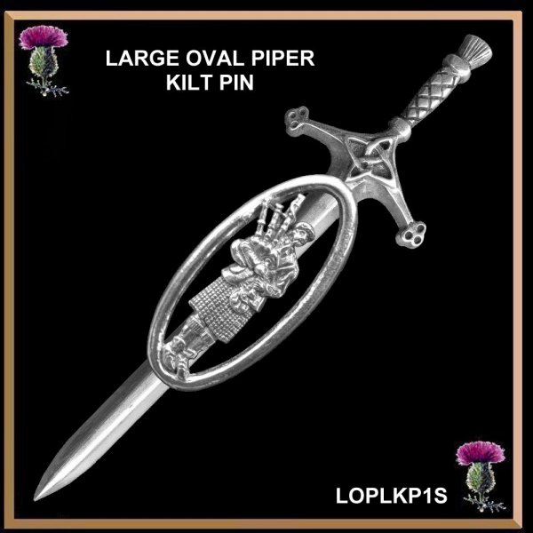 S New Scottish Bagpipe Piper Sword Kilt Pin/Highland Bagpipe Piper Kilt Pin 4" 